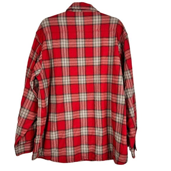 Walls Workwear Heavy Flannel Plaid Red White Beige Long Sleeve Shirt Size XLarge - Picture 9 of 12